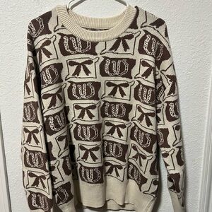 Brown and Cream Patterned Sweater